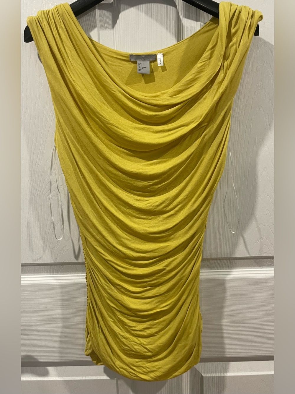 H&M Y2k Yellow Draped Ruched tank top small